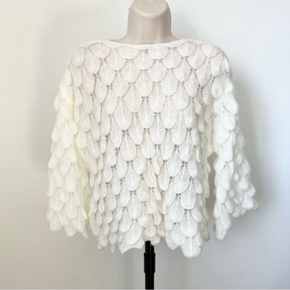 Sheer Feather Knit Sweater Flowy Sleeves - Picture 1 of 5